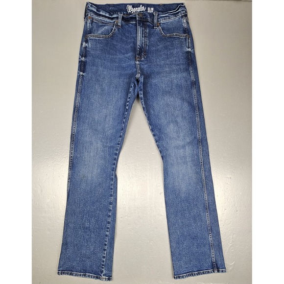Wranglers Jeans Mens 32x36 Retro Slim Boot Blue Western Cowboy Denim - Picture 1 of 7